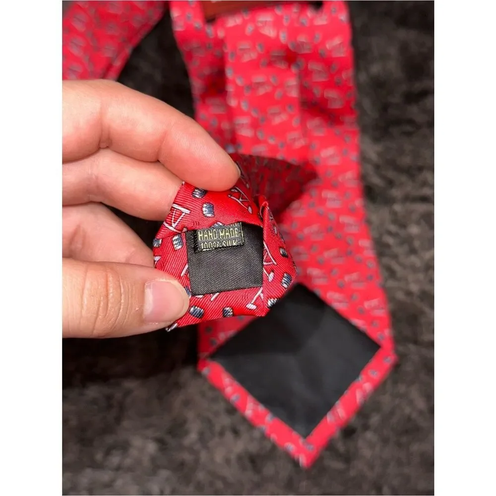 Paris Texas Apparel Co. “Thirsty Birds” Handmade Silk Red Pumpjack Oil Tie OS